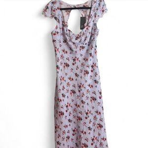 Floral Print Dress Baby Blue Cottage core